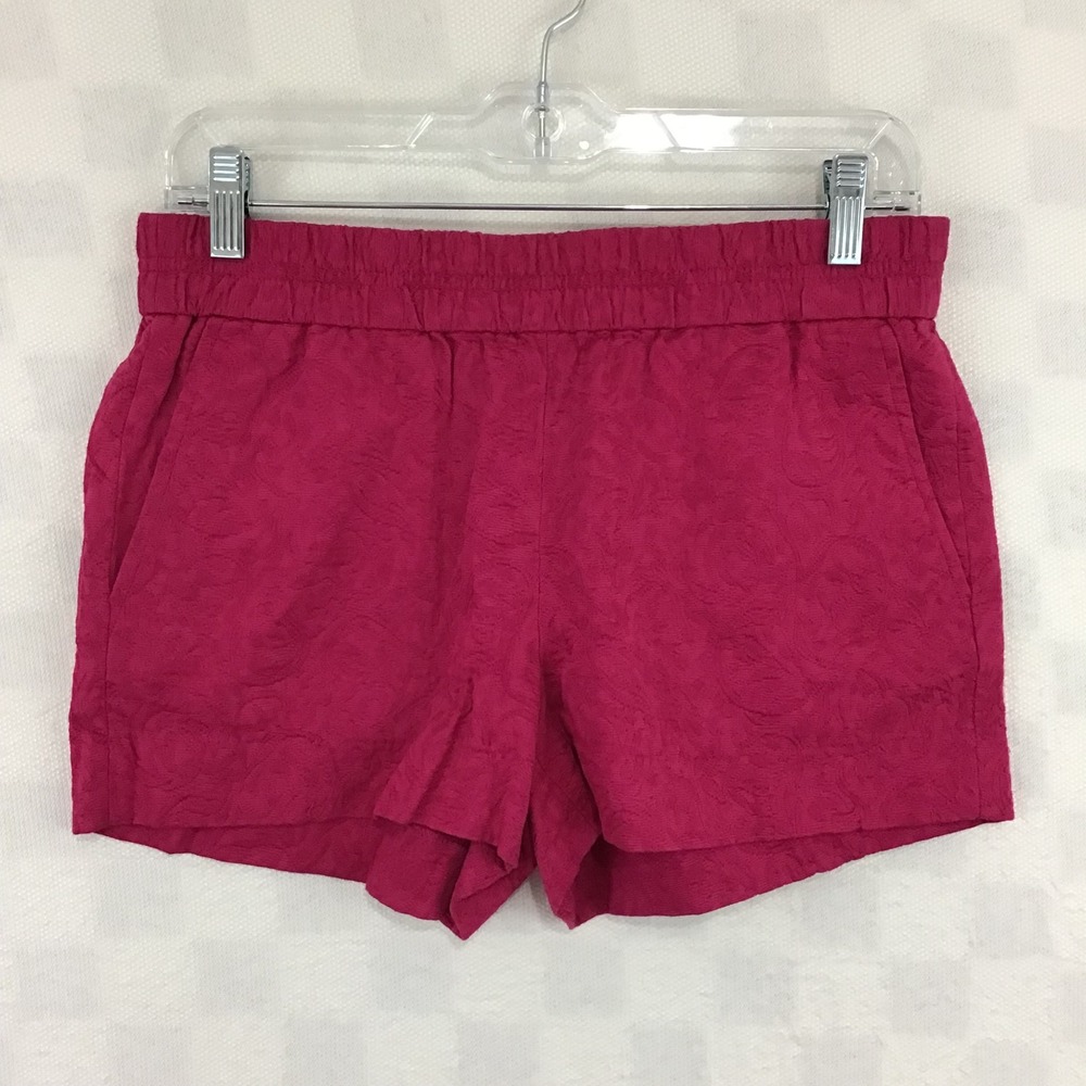 J.Crew Womens Pink Jacquard Textured Cotton Pull On Shorts Size 4 Elastic Waist